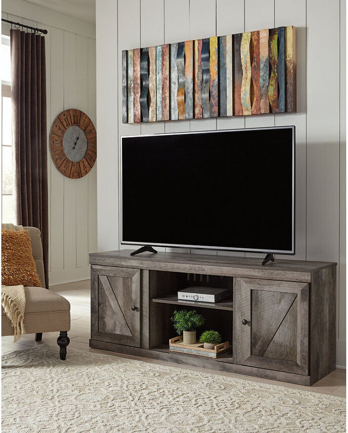 Wynnlow Gray Entertainment Wall with Electric Fireplace EW0440W8