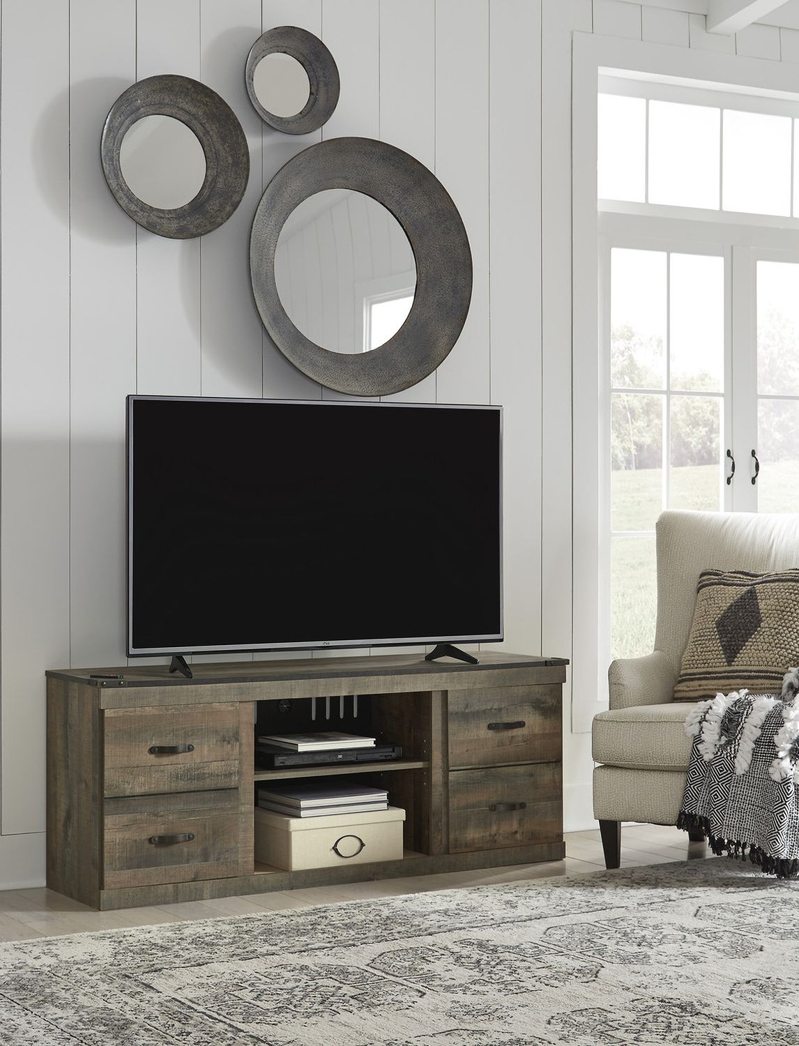 Trinell Brown Lg Tv Stand W/Fireplace Option EW0446268