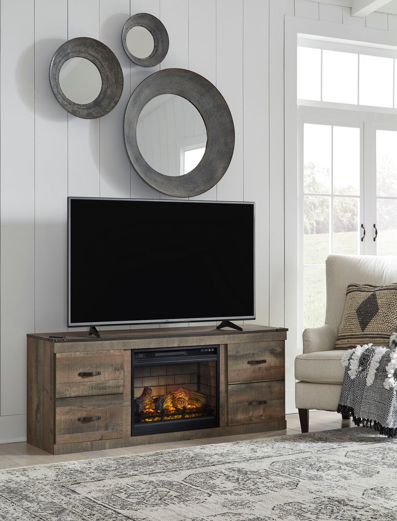 Trinell Brown Lg Tv Stand W/Fireplace Option EW0446268