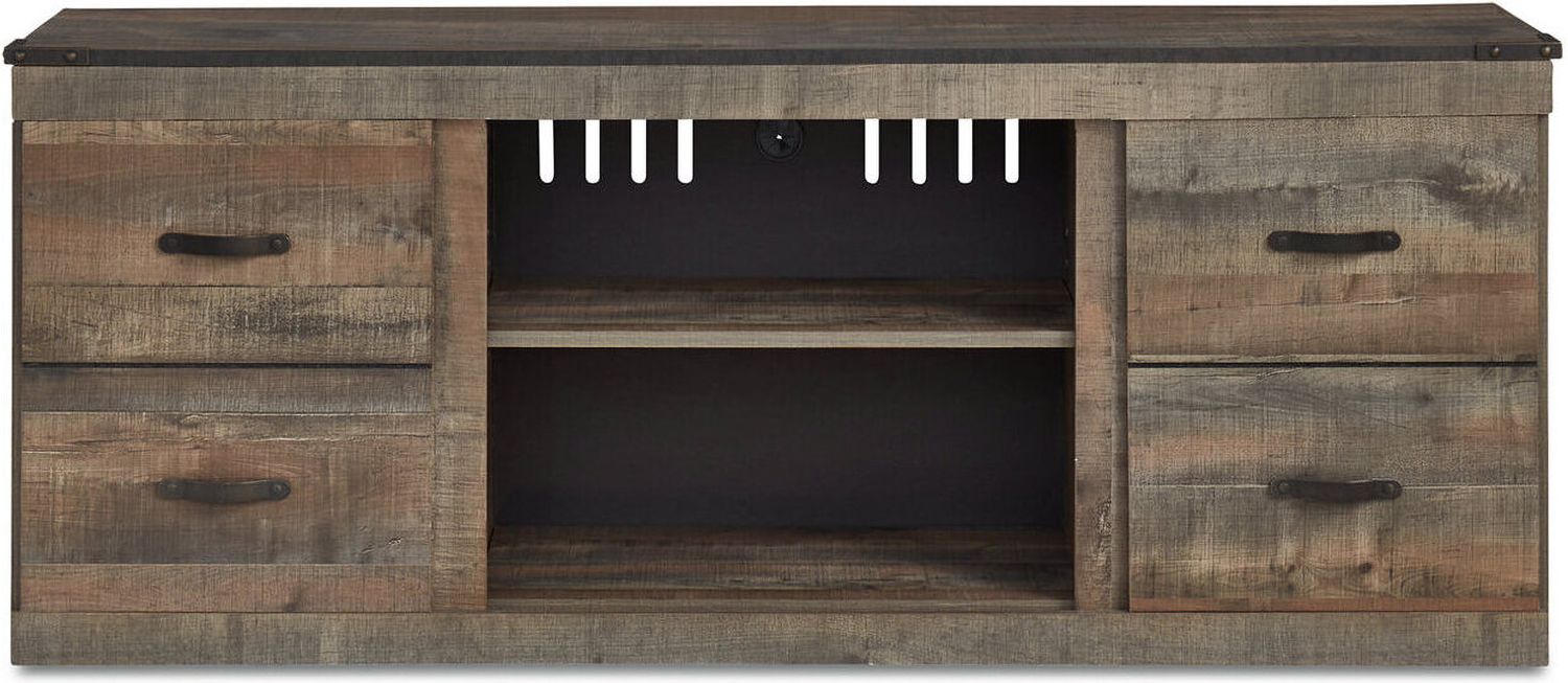 Trinell Rustic Brown 3 Piece Entertainment Center with Electric Fireplace EW0446W11