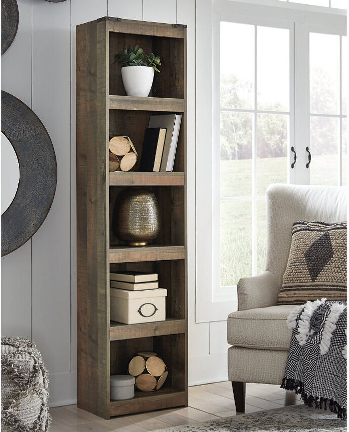 Trinell Rustic Brown 3 Piece Entertainment Center with Electric Fireplace EW0446W11