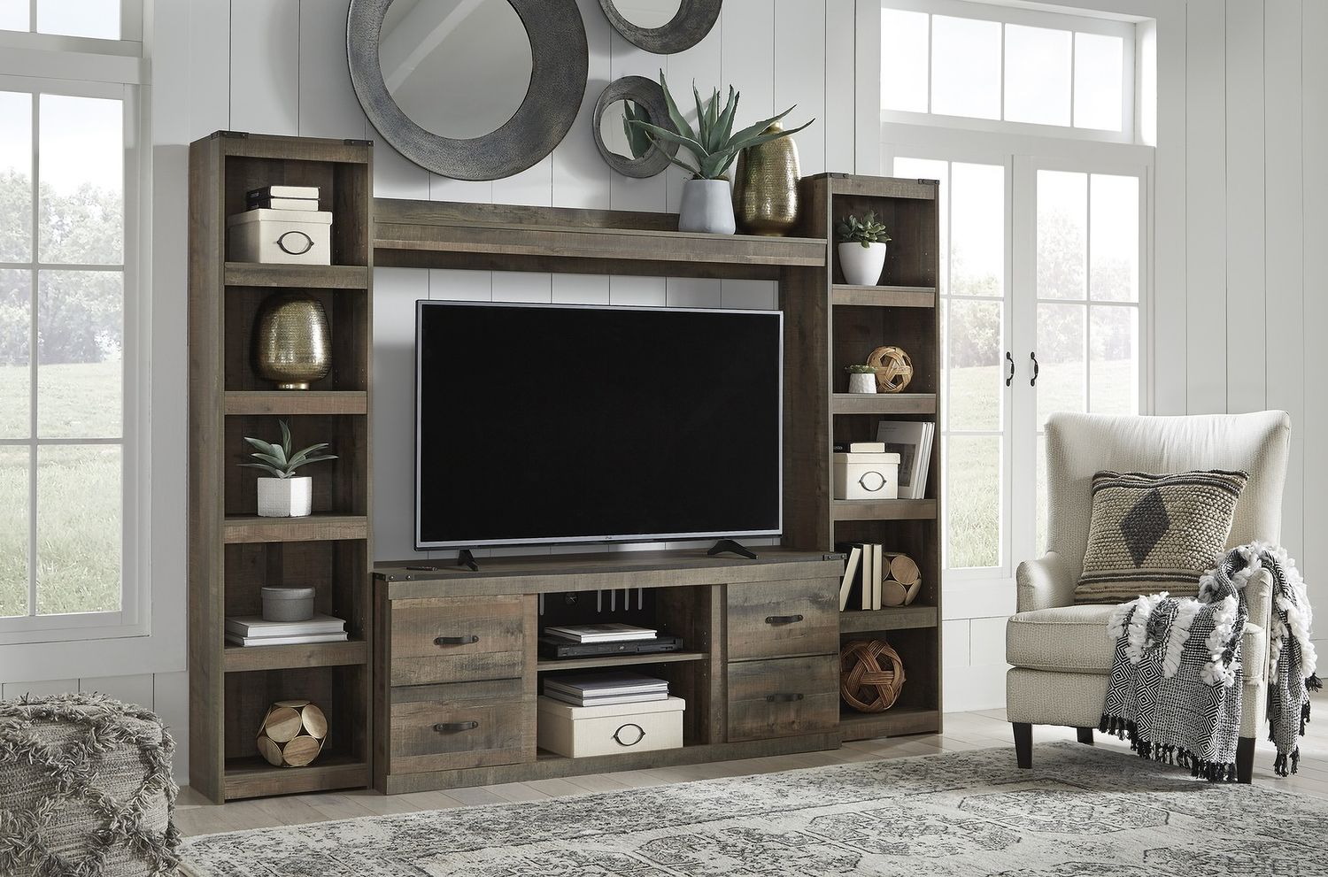 Trinell Rustic Brown 4 Piece Entertainment Wall EW0446W7