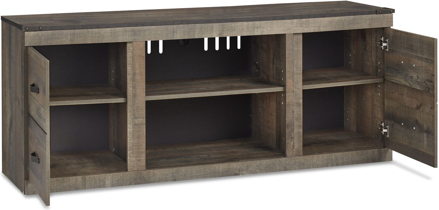 Trinell Rustic Brown 60 Inch TV Stand with Electric Fireplace EW0446W8
