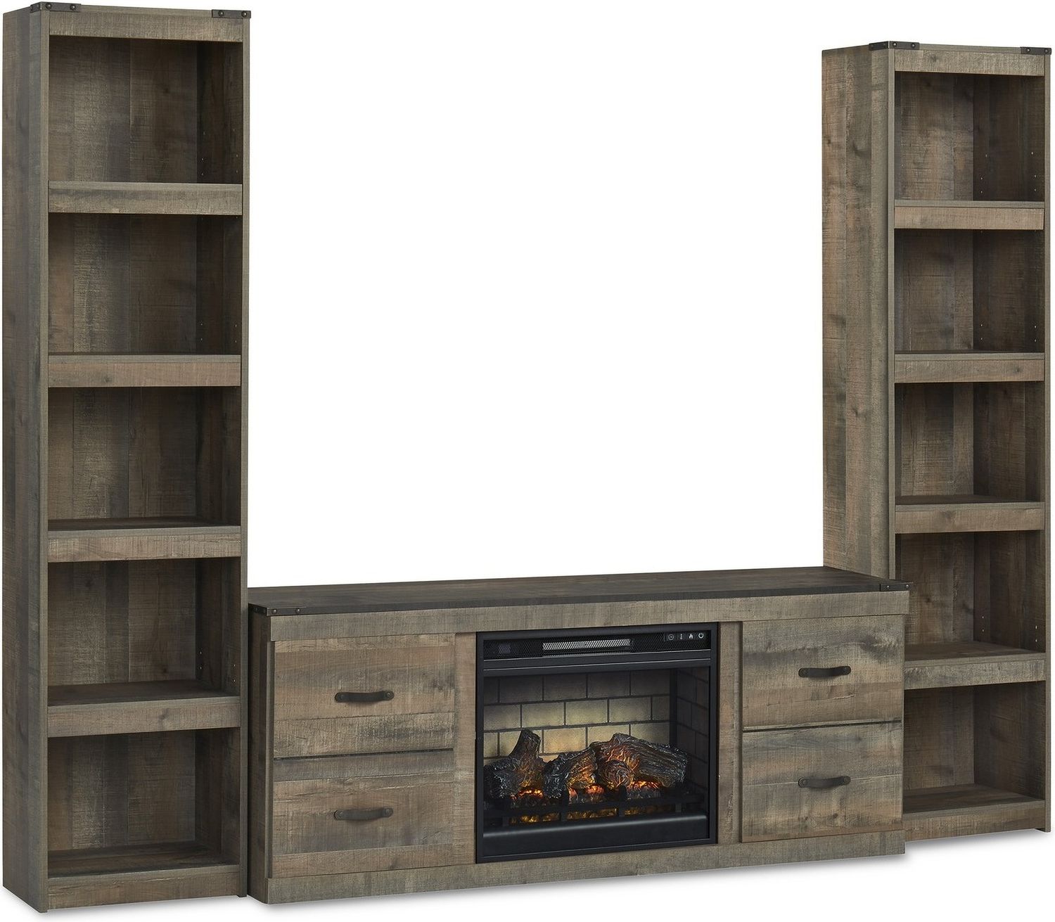 Trinell Rustic Brown 60 Inch TV Stand with Electric Fireplace EW0446W8