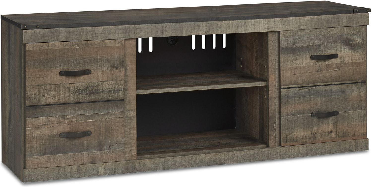 Trinell Rustic Brown 4 Piece Entertainment Wall with Electric Fireplace EW0446W9