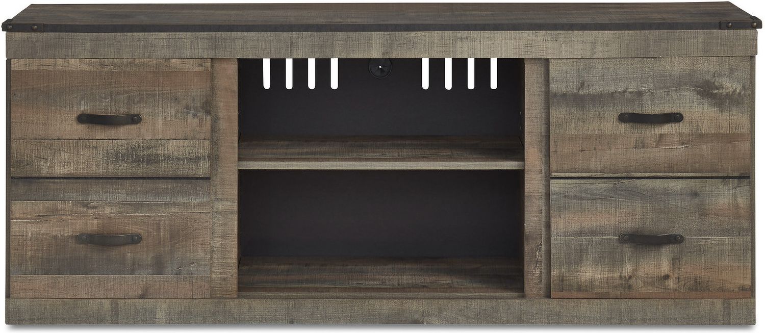 Trinell Rustic Brown 4 Piece Entertainment Wall with Electric Fireplace EW0446W9