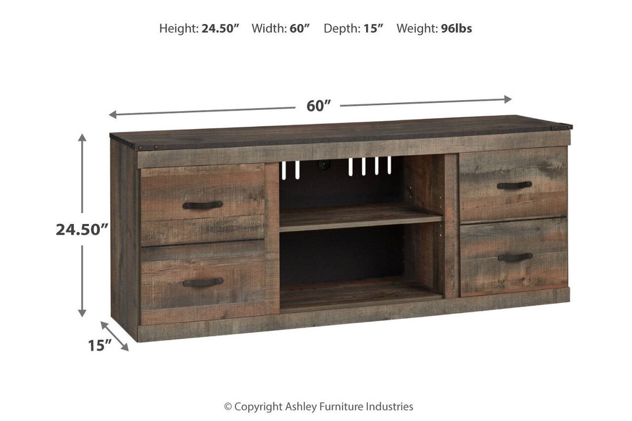 Trinell Rustic Brown 4 Piece Entertainment Wall with Electric Fireplace EW0446W9