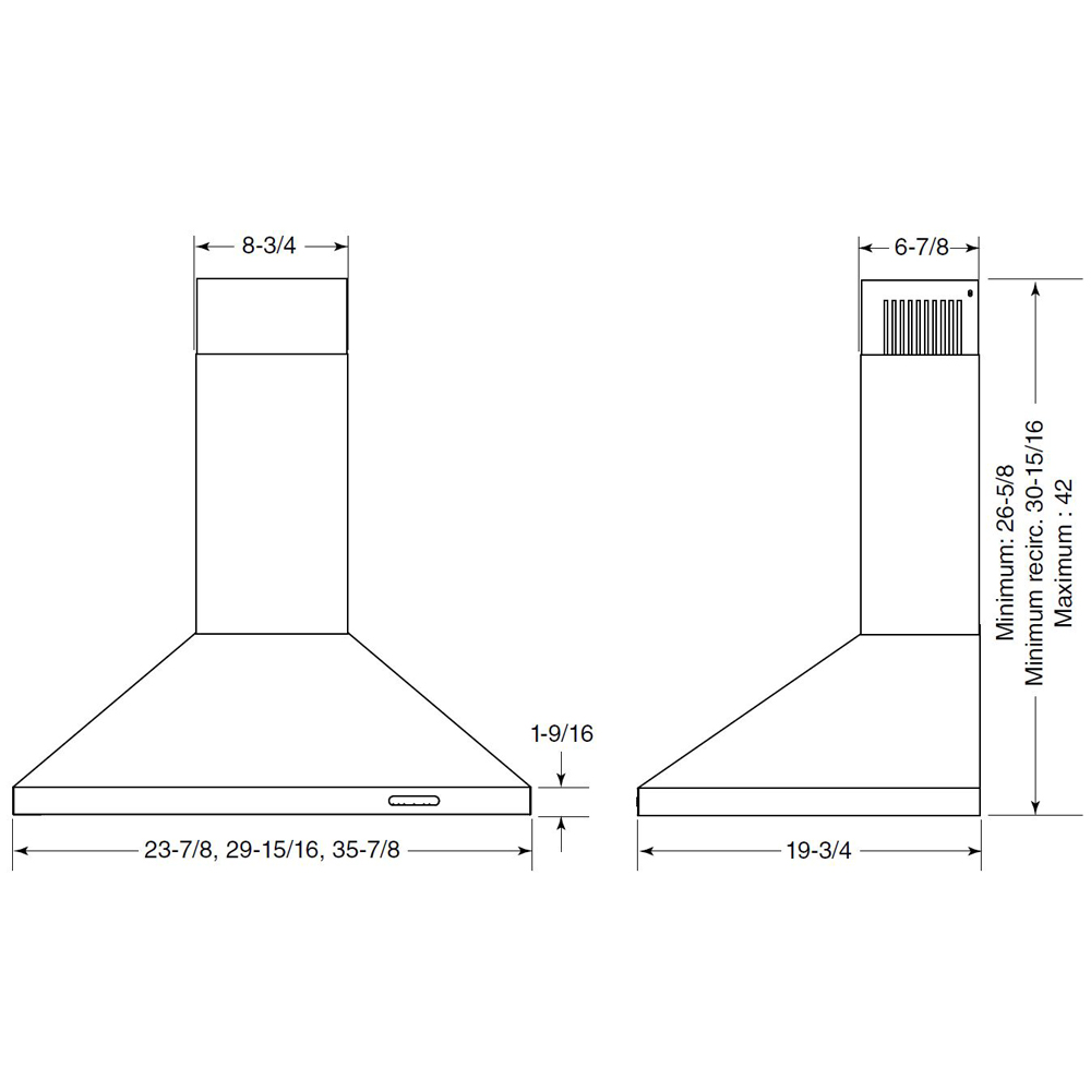 Elite EW48 Series 24-Inch Pyramidal Chimney Range Hood, 460 Max Blower CFM view 6