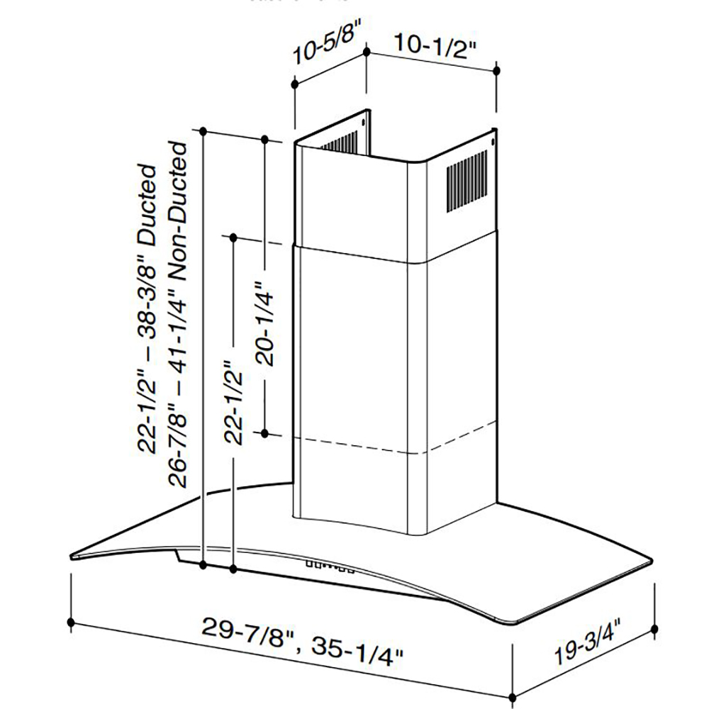 36-Inch Curved Glass Canopy Wall-Mount Range Hood w/ Heat Sentry, 500 CFM EW5636SS