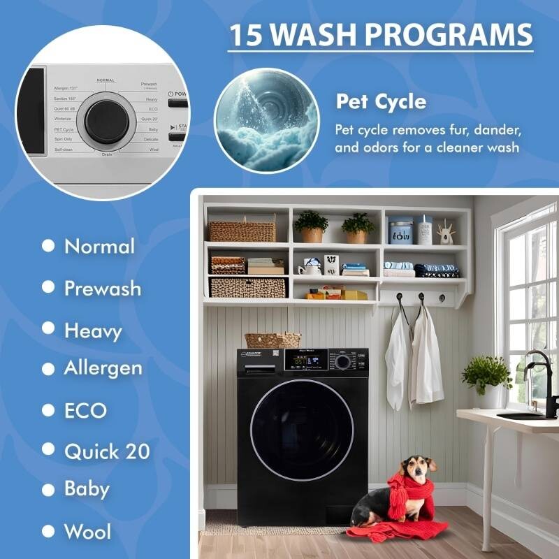1.6 cu.ft./15 lbs 110V Frontload Washer 15 programs + Pet Cycle EW826B