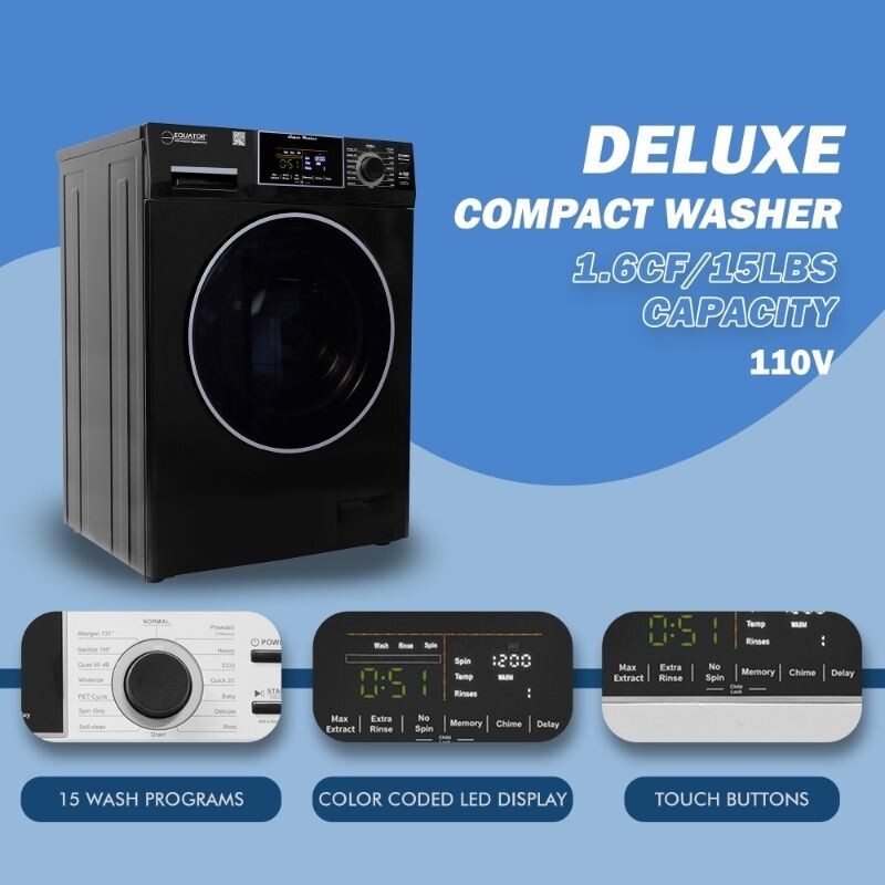 1.6 cu.ft./15 lbs 110V Frontload Washer 15 programs + Pet Cycle EW826B