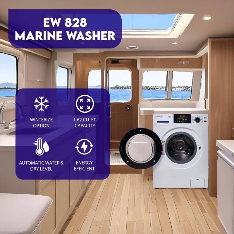 Marine Washer RUST PROOF 1.62 cf/15 lbs. 1400 RPM Salt Wash Sanitize 110V EW828