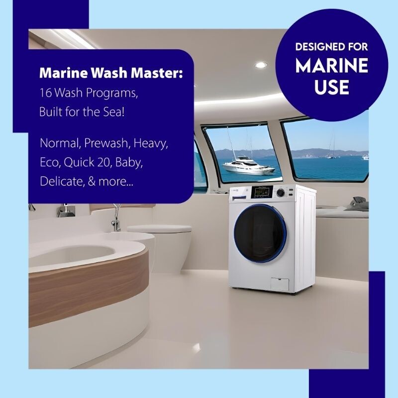 Marine Washer RUST PROOF 1.62 cf/15 lbs. 1400 RPM Salt Wash Sanitize 110V EW828
