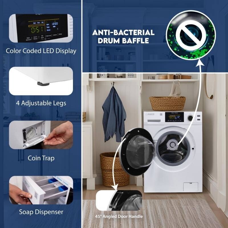 Super Washer 1.9cf/18lbs Sani Allergen Winterize 1400RPM 110V EW835