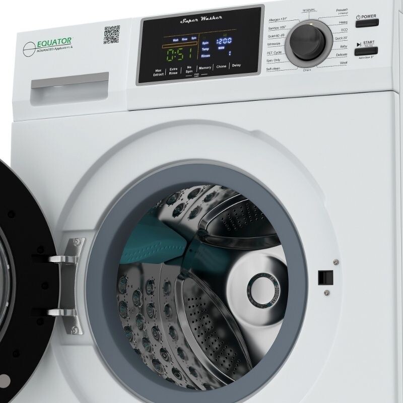 Super Washer 1.9cf/18lbs PET CYCLE Sani Allergen 1400RPM 110V EW835P