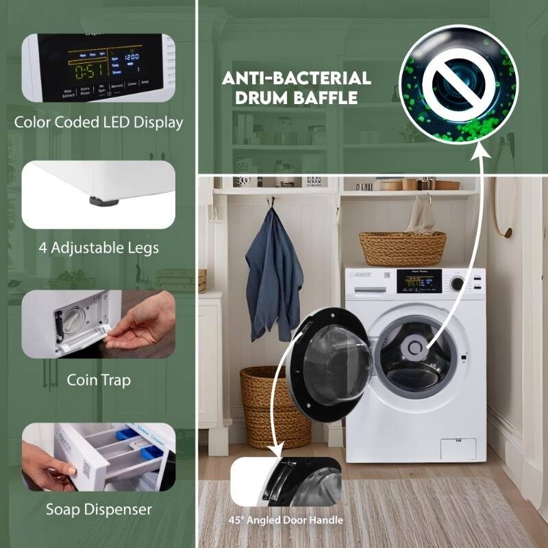 Super Washer 1.9cf/18lbs PET CYCLE Sani Allergen 1400RPM 110V EW835P