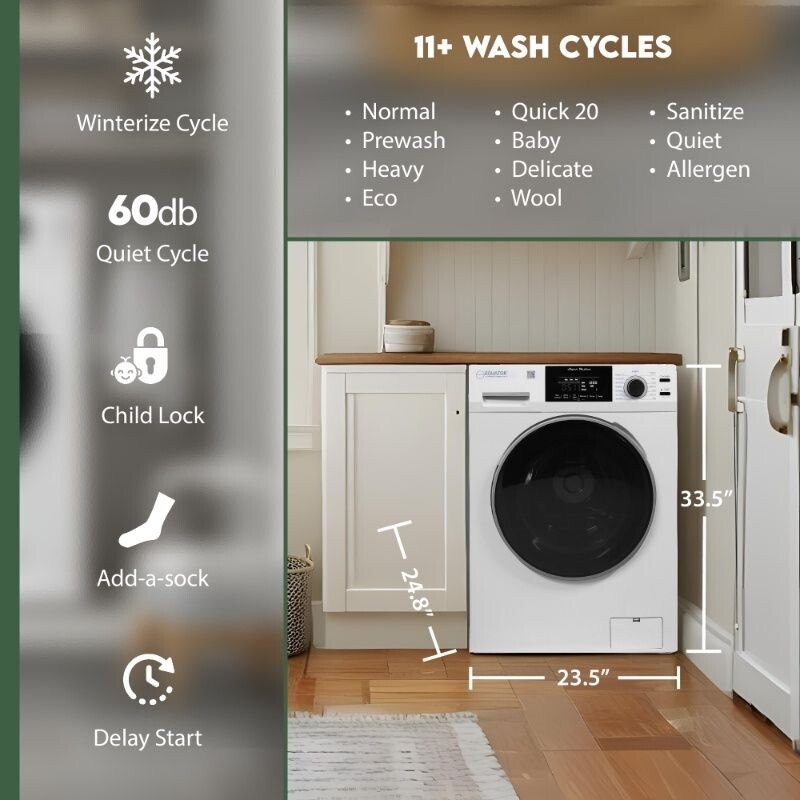 Super Washer 1.9cf/18lbs PET CYCLE Sani Allergen 1400RPM 110V EW835P