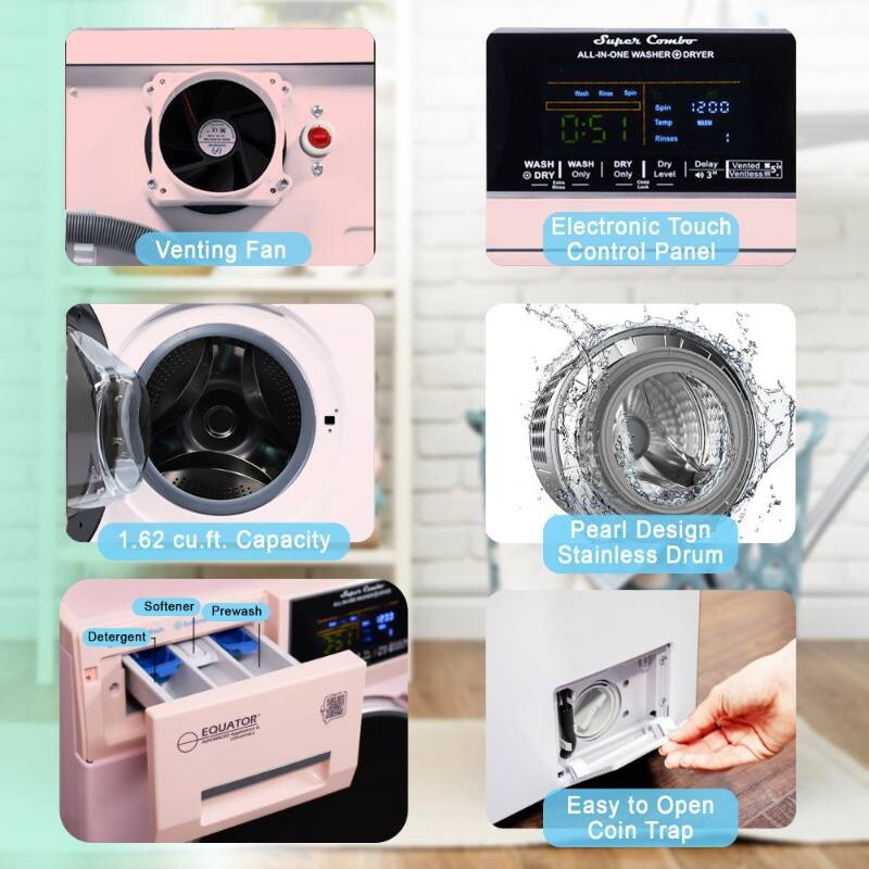 All-in-One 4600 Washer Dryer VENTLESS/VENTED PET Cycle 1.62cf/15lbs 110V EZ4600
