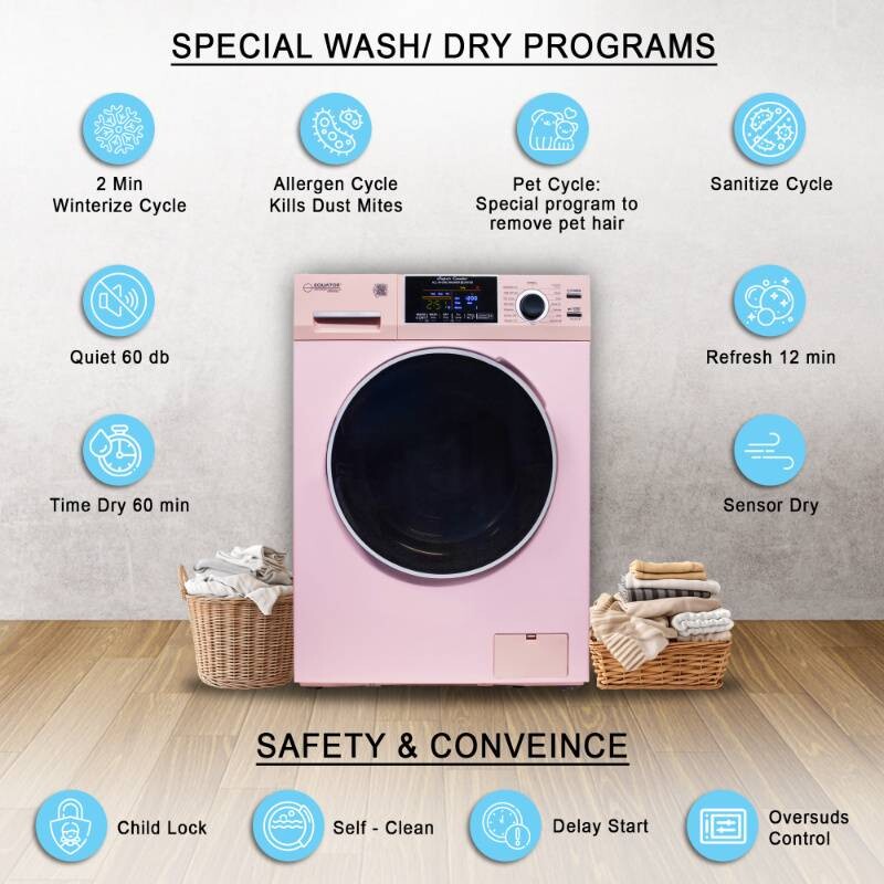 All-in-One 4600 Washer Dryer VENTLESS/VENTED PET Cycle 1.62cf/15lbs 110V EZ4600