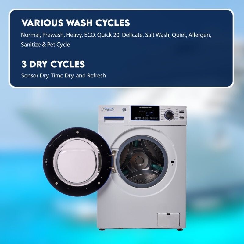 Marine Combo Washer Dryer ANTI CORROSION 1.62 cf/15 lbs 1400 RPM Salt Wash 110V EZ4650CV