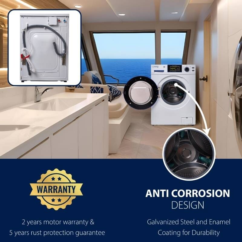 Marine Combo Washer Dryer ANTI CORROSION 1.62 cf/15 lbs 1400 RPM Salt Wash 110V EZ4650CV