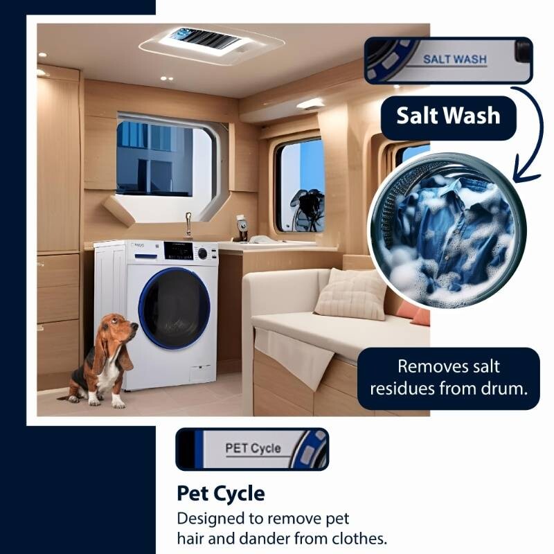 Marine Combo Washer Dryer ANTI CORROSION 1.62 cf/15 lbs 1400 RPM Salt Wash 110V EZ4650CV