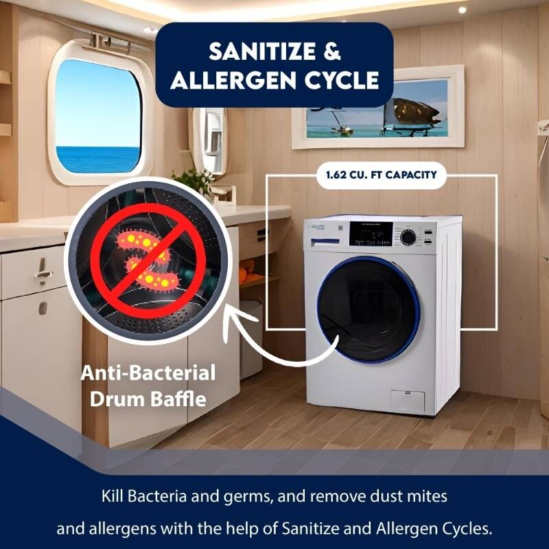 Marine Combo Washer Dryer ANTI CORROSION 1.62 cf/15 lbs 1400 RPM Salt Wash 110V EZ4650CV