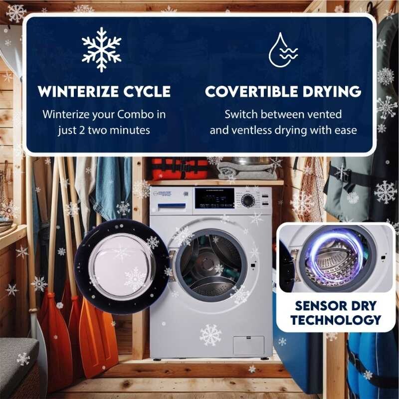 Marine Combo Washer Dryer ANTI CORROSION 1.62 cf/15 lbs 1400 RPM Salt Wash 110V EZ4650CV
