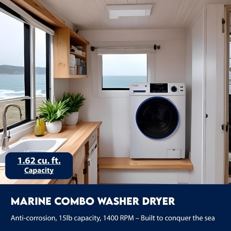Marine Combo Washer Dryer ANTI CORROSION 1.62 cf/15 lbs 1400 RPM Salt Wash 110V EZ4650CV