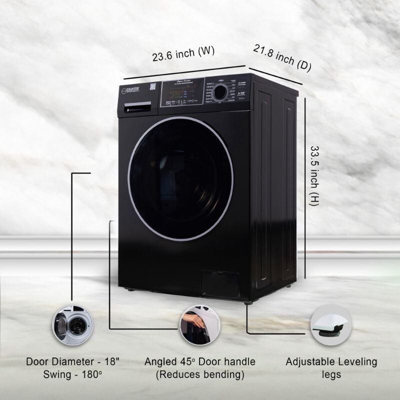 All-in-one 4700 Washer Dryer Ventless FULLY BUILTIN 0-CLEARANCE 1.62cf/15lbs 110V 1400RPM EZ4700CBLACK