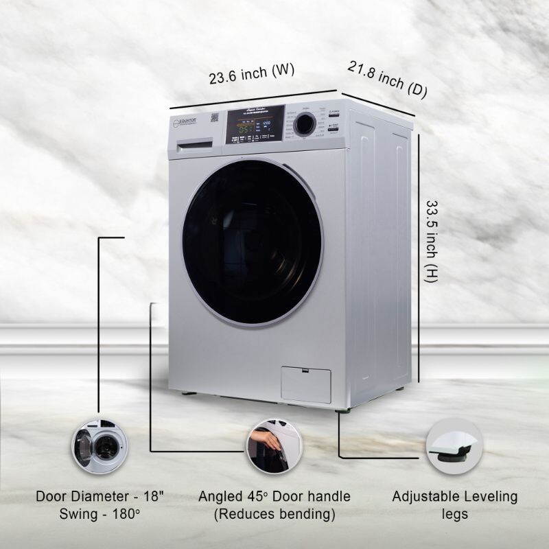 All-in-one 4700 Washer Dryer Ventless FULLY BUILTIN 0-CLEARANCE 1.62cf/15lbs 110V 1400RPM EZ4700CSILVER