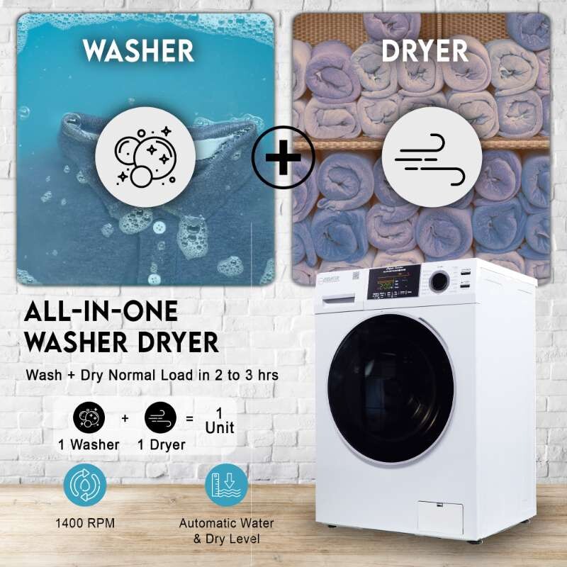 All-in-one 4700 Washer Dryer Ventless FULLY BUILTIN 0-CLEARANCE 1.62cf/15lbs 110V 1400RPM EZ4700CWHITE