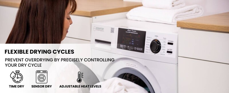 All-in-one 4700 Washer Dryer Ventless FULLY BUILTIN 0-CLEARANCE 1.62cf/15lbs 110V 1400RPM EZ4700CWHITE