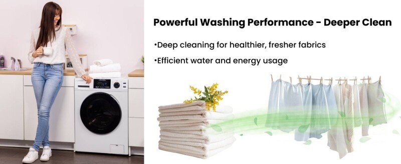 All-in-one 4700 Washer Dryer Ventless FULLY BUILTIN 0-CLEARANCE 1.62cf/15lbs 110V 1400RPM EZ4700CWHITE