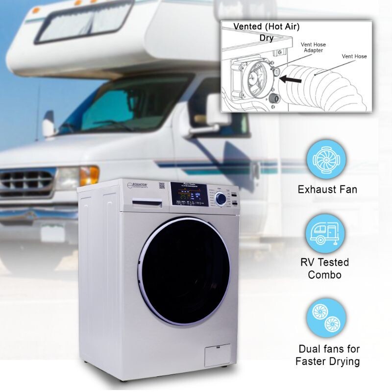 All-in-One 4800 Washer Dryer VENTED-DRY 30% FASTER than Condense 15lb 110V EZ4800VSILVER