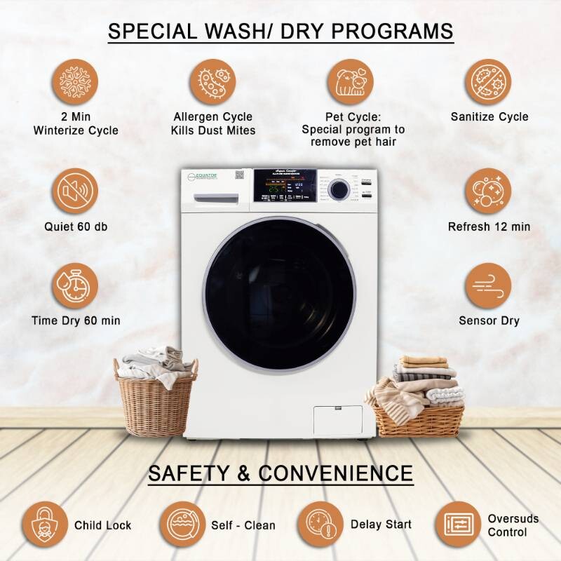 All-in-One 4800 Washer Dryer VENTED-DRY 30% FASTER than Condense 15lb 110V EZ4800VWHITE