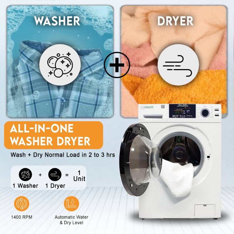 All-in-One 4800 Washer Dryer VENTED-DRY 30% FASTER than Condense 15lb 110V EZ4800VWHITE
