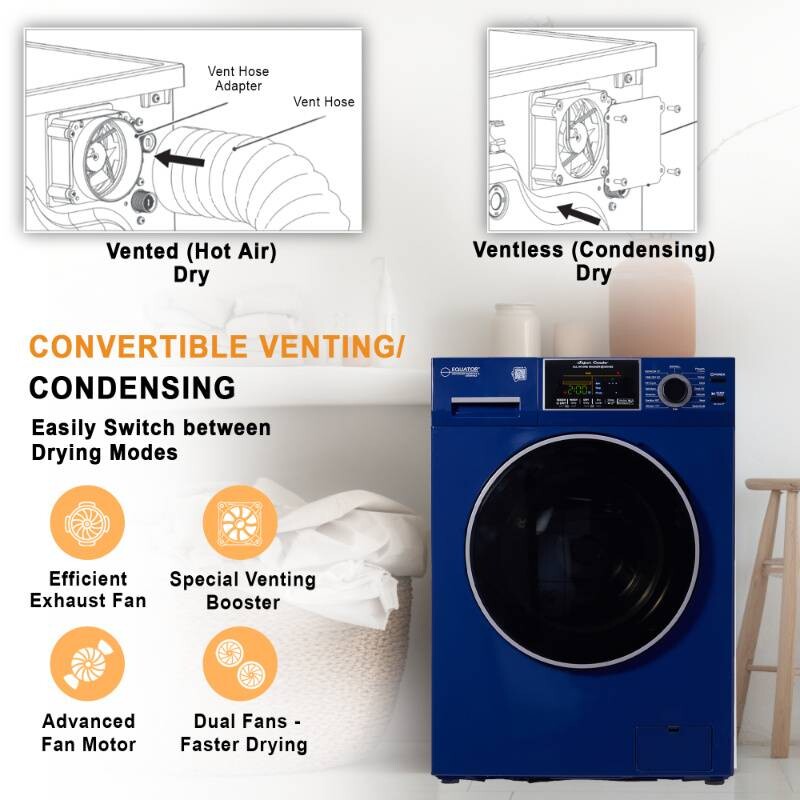 All-In-One CONVERTIBLE 5500 Washer-Dryer 18lb/1.9cf SANITIZE ALLERGEN Cycle 1400RPM EZ5500CVMIDNIGHTBLUE, product image 3 of 19