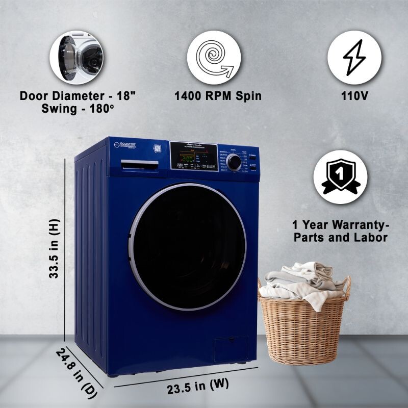 All-In-One CONVERTIBLE 5500 Washer-Dryer 18lb/1.9cf SANITIZE ALLERGEN Cycle 1400RPM EZ5500CVMIDNIGHTBLUE, product image 6 of 19