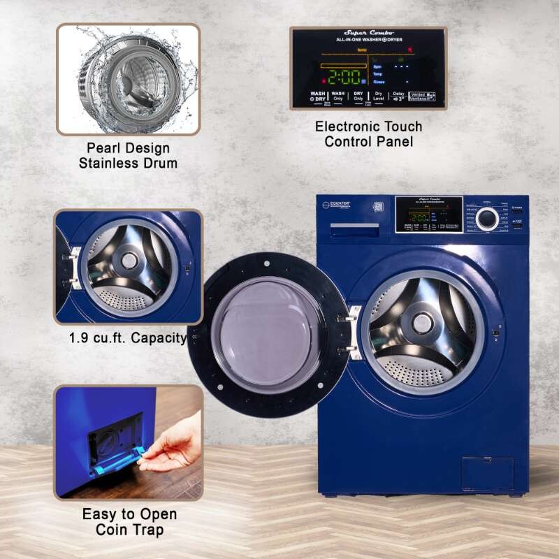 All-In-One CONVERTIBLE 5500 Washer-Dryer 18lb/1.9cf SANITIZE ALLERGEN Cycle 1400RPM EZ5500CVMIDNIGHTBLUE, product image 7 of 19