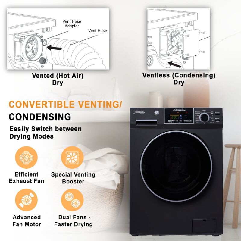 All-In-One CONVERTIBLE 5500 Washer-Dryer 18lb/1.9cf SANITIZE ALLERGEN Cycle 1400RPM EZ5500CVSTORMYGREY, product image 3 of 19