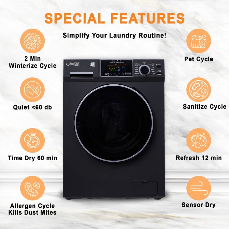 All-In-One CONVERTIBLE 5500 Washer-Dryer 18lb/1.9cf SANITIZE ALLERGEN Cycle 1400RPM EZ5500CVSTORMYGREY, product image 4 of 19