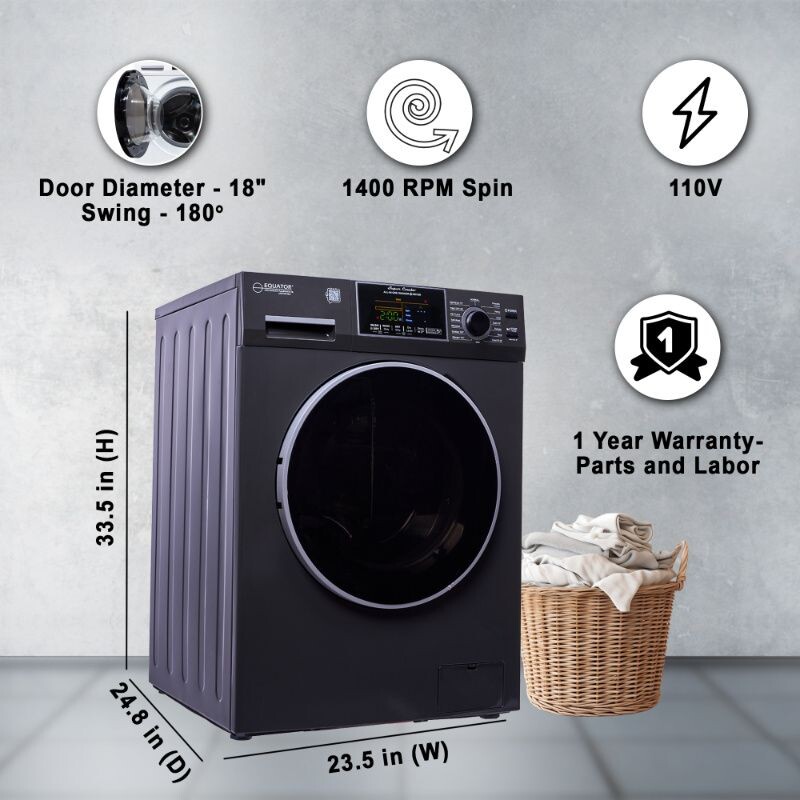 All-In-One CONVERTIBLE 5500 Washer-Dryer 18lb/1.9cf SANITIZE ALLERGEN Cycle 1400RPM EZ5500CVSTORMYGREY, product image 6 of 19