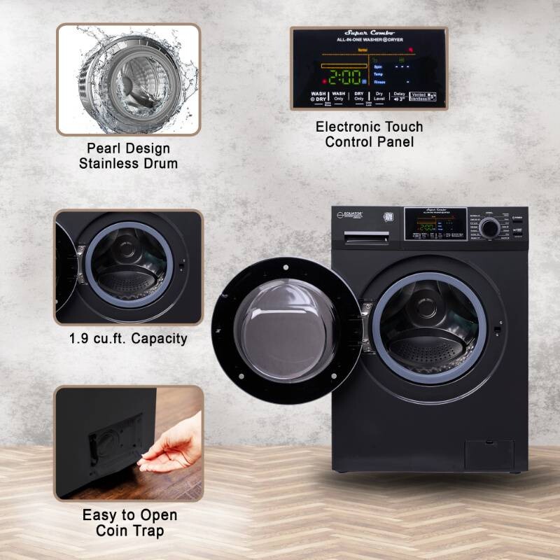 All-In-One CONVERTIBLE 5500 Washer-Dryer 18lb/1.9cf SANITIZE ALLERGEN Cycle 1400RPM EZ5500CVSTORMYGREY, product image 7 of 19