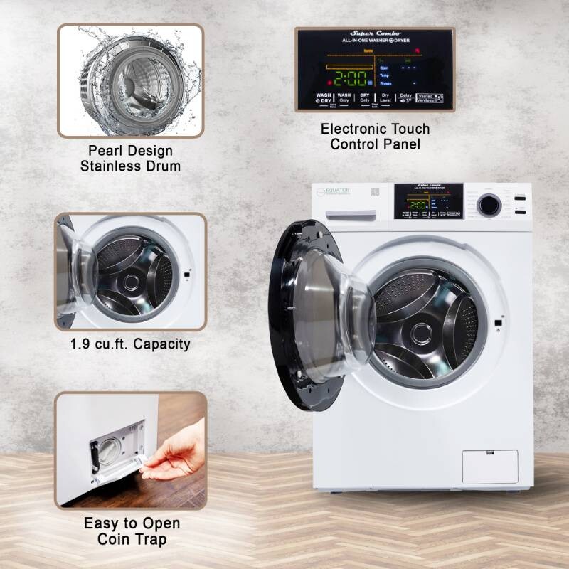 All-In-One CONVERTIBLE 5500 Washer-Dryer 18lb/1.9cf SANITIZE ALLERGEN Cycle 1400RPM EZ5500CVWHITE