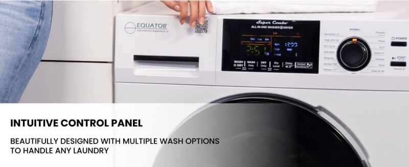 All-In-One CONVERTIBLE 5500 Washer-Dryer 18lb/1.9cf SANITIZE ALLERGEN Cycle 1400RPM EZ5500CVWHITE