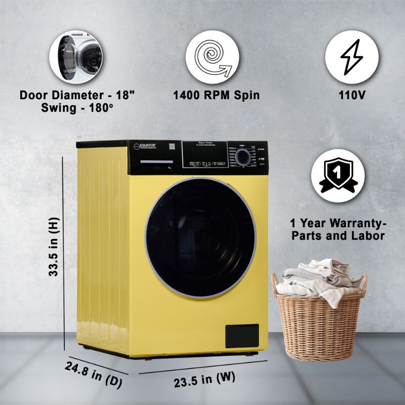 All-In-One CONVERTIBLE 5500 Washer-Dryer 18lb/1.9cf SANITIZE ALLERGEN Cycle 1400RPM EZ5500CVYELLOW, product image 3 of 21