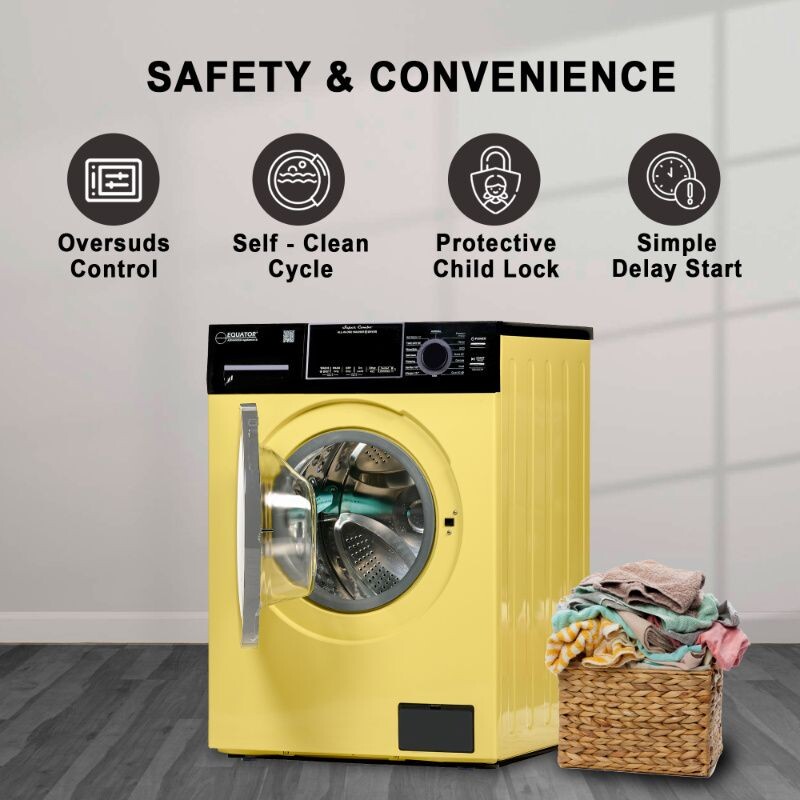 All-In-One CONVERTIBLE 5500 Washer-Dryer 18lb/1.9cf SANITIZE ALLERGEN Cycle 1400RPM EZ5500CVYELLOW, product image 5 of 21