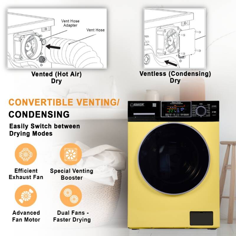 All-In-One CONVERTIBLE 5500 Washer-Dryer 18lb/1.9cf SANITIZE ALLERGEN Cycle 1400RPM EZ5500CVYELLOW, product image 7 of 21