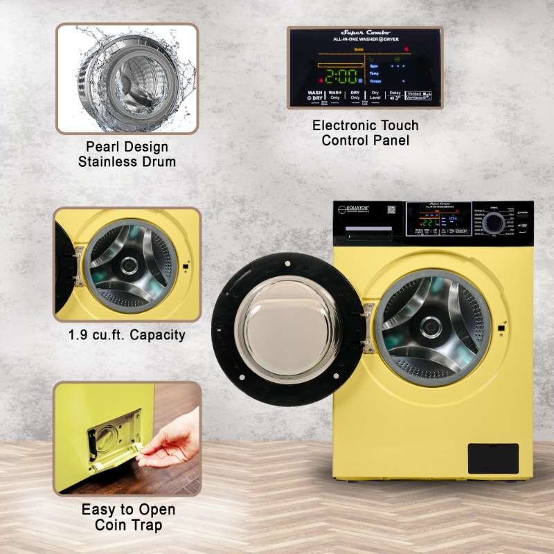 All-In-One CONVERTIBLE 5500 Washer-Dryer 18lb/1.9cf SANITIZE ALLERGEN Cycle 1400RPM EZ5500CVYELLOW, product image 9 of 21